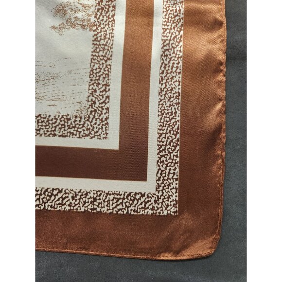 Scarf Brown & Beige Animal Wildlife Print Luxury Large 35" Square Accessory - Picture 9 of 15